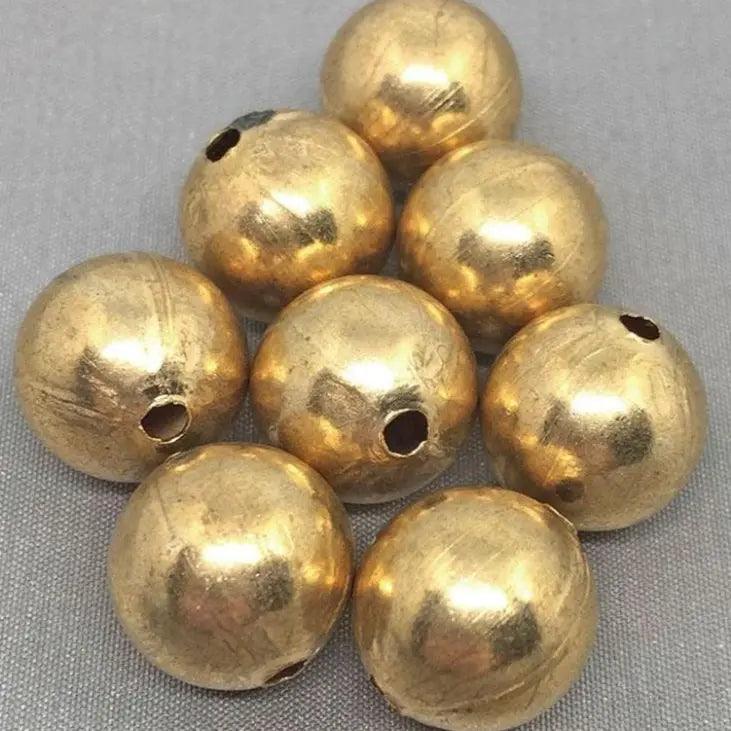 8 Vintage Brass Round Heavy Metal Beads - Sea Beads