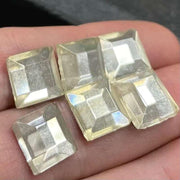 8 Vintage Clear Square Glass Cabochons - Sea Beads