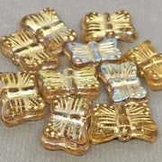 8 Vintage Gold AB Czech Butterfly Glass Beads - Sea Beads