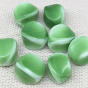 8 Vintage Green White Givre German Glass Beads - Sea Beads