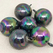 8 Vintage Metallic Japan Round Glass Charms - Sea Beads