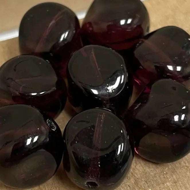 8 Vintage Purple Amethyst Dark Czech Baroque Glass Beads - Sea Beads