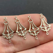8 Vintage Silver Plated Lacy Filigree Metal Pendants - Beads to Blooms