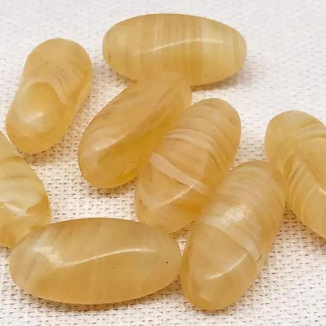 8 Vintage Yellow Butterscotch Austrian Oval Glass Beads - Sea Beads