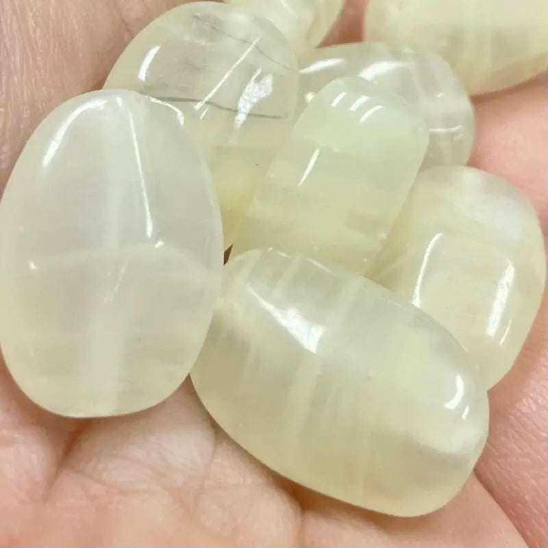 8 Vintage Yellow Light Japan Oval Glass Beads - Sea Beads