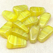 8 Vintage Yellow Striped German Glass Beads - Sea Beads