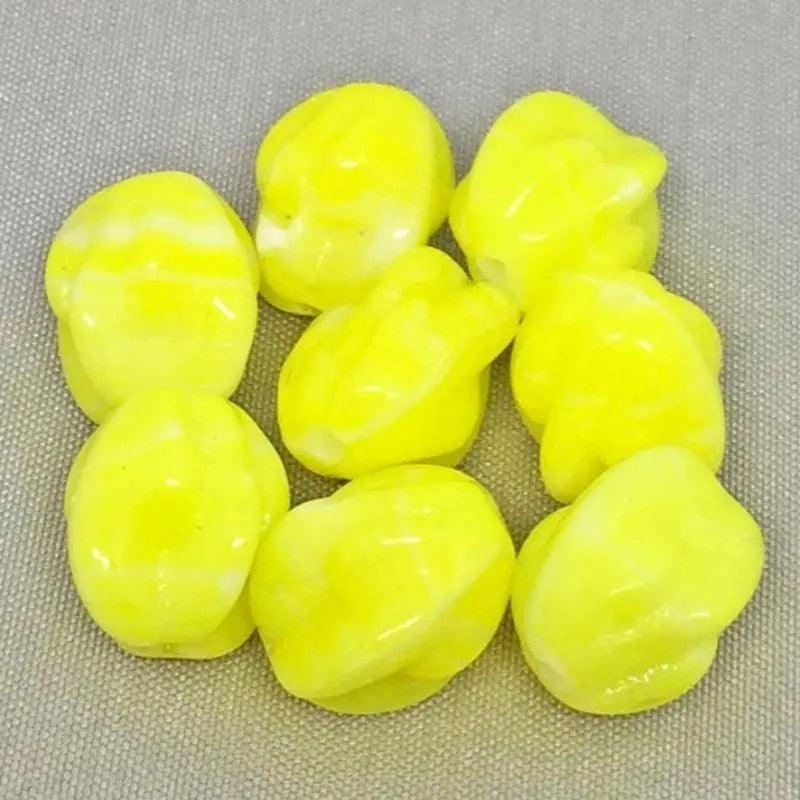 8 Vintage Yellow White Givre German Baroque Glass Beads - Sea Beads