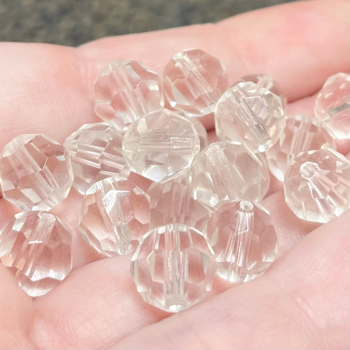 20 Vintage Clear Faceted Glass Beads 9mm