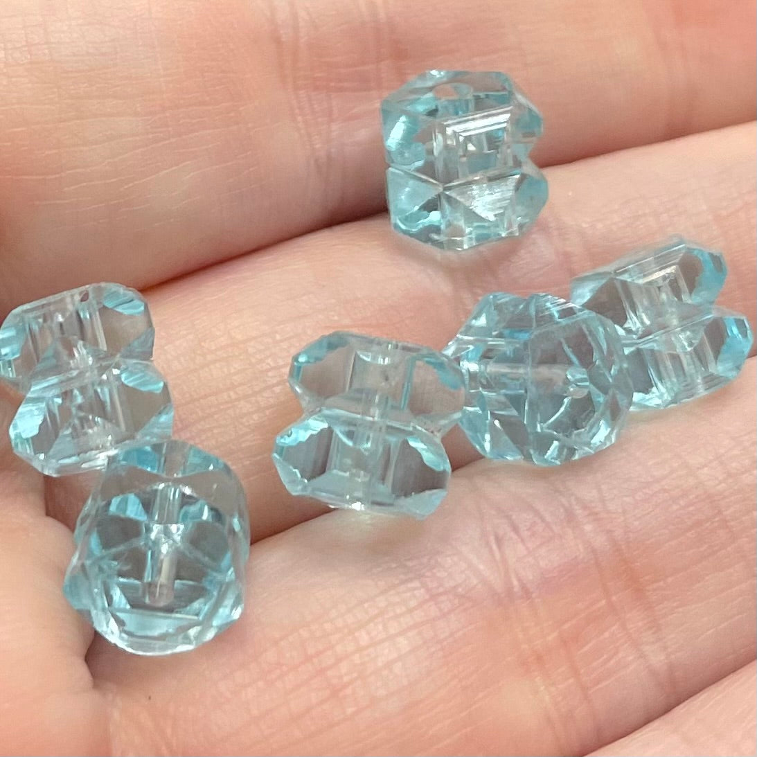 6 Vintage Blue Aqua Handmade Glass Beads