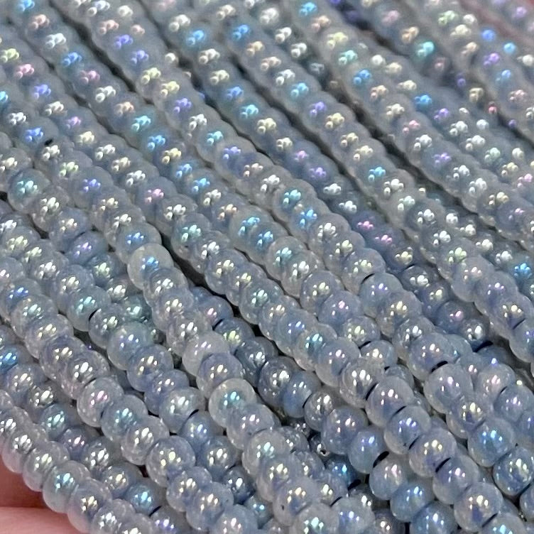 1 Hank Grey AB Czech Pearl Glass Seed Beads