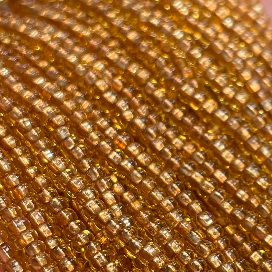 1 Hank Copper Lined Light Topaz Czech Glass Seed Beads
