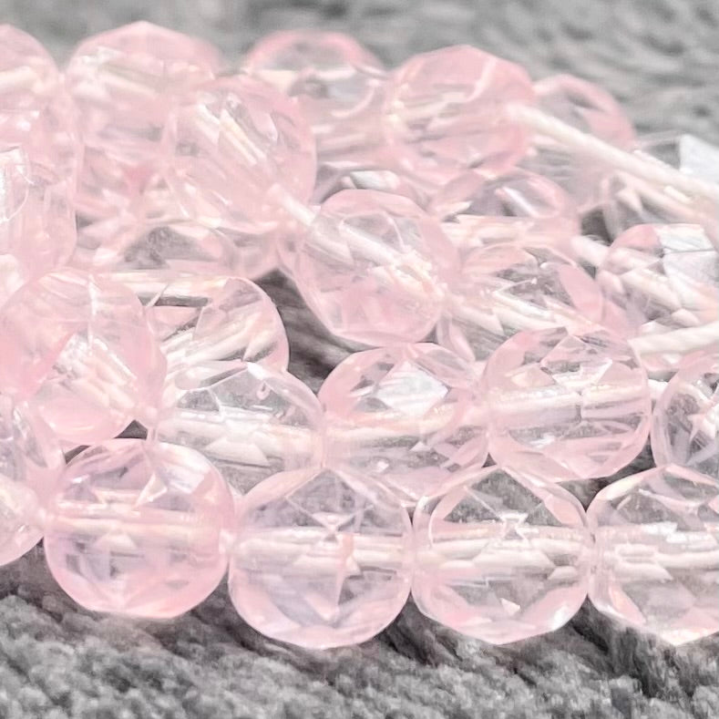 50 Translucent Pink Czech Faceted Glass Beads 6mm
