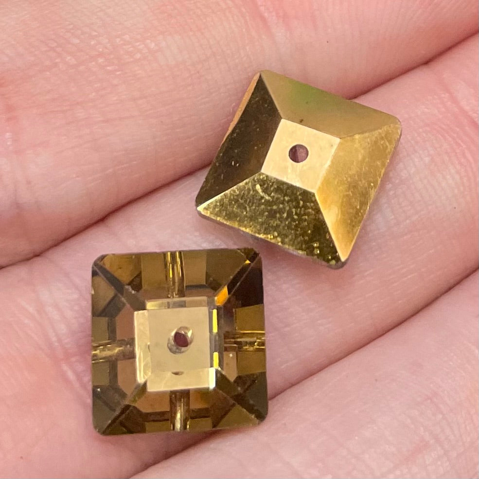 2 Vintage 24k Crystal Comet OR Swarovski Crystal Beads