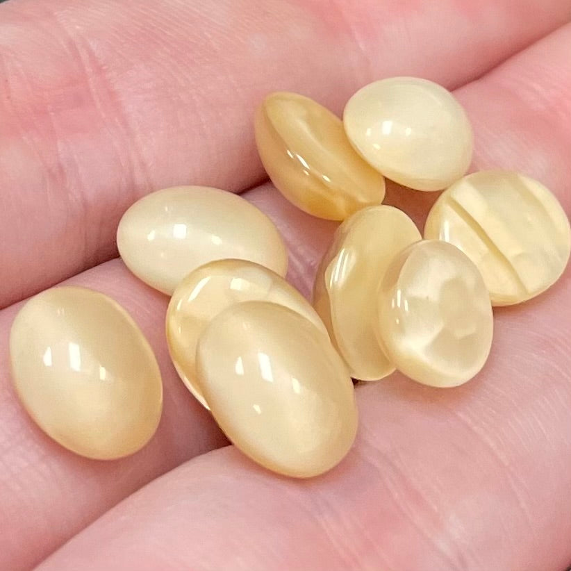 10 Vintage Beige German Moonglow Oval Glass Stones