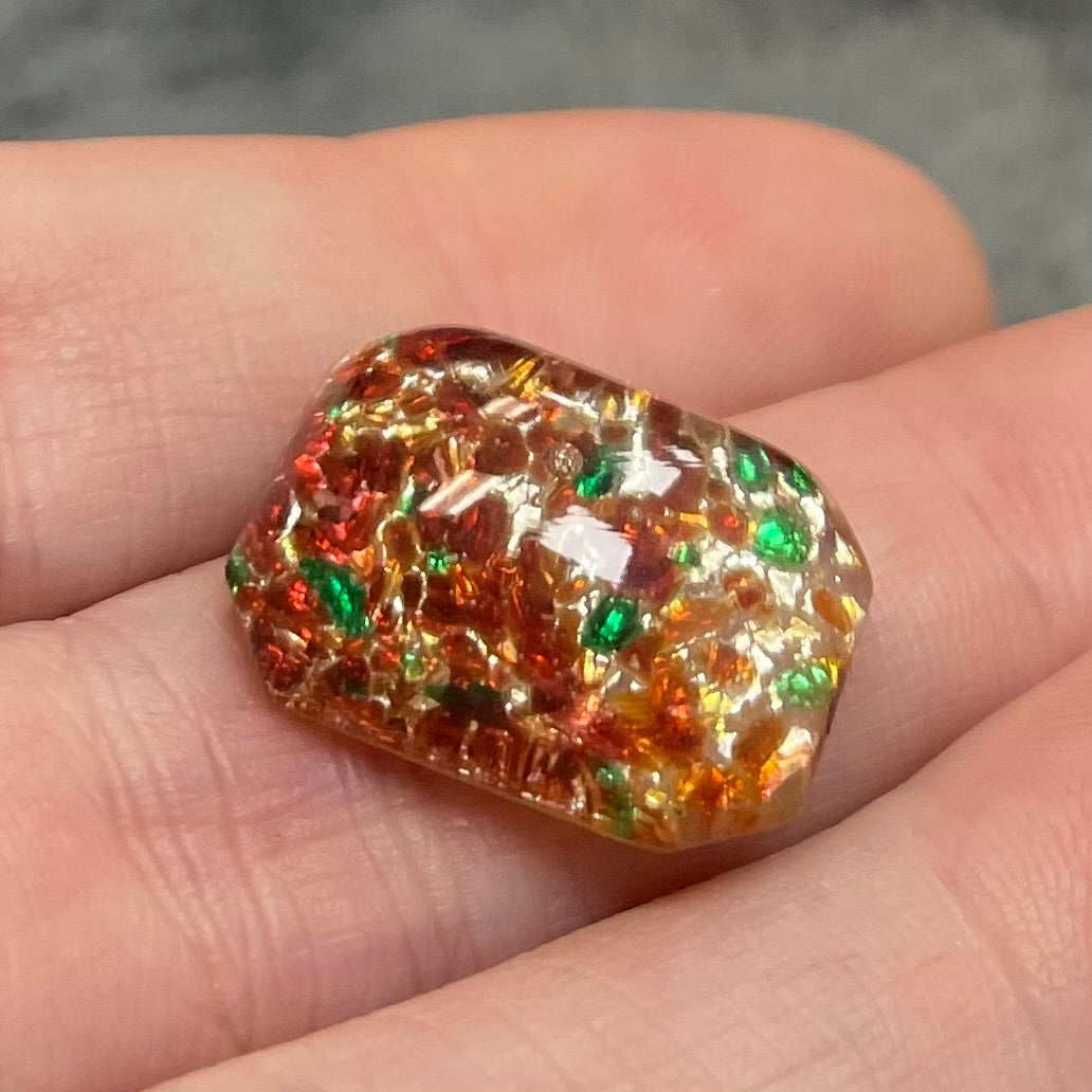 1 Vintage Harlequin Japan Foil Octagon Glass Cabochon