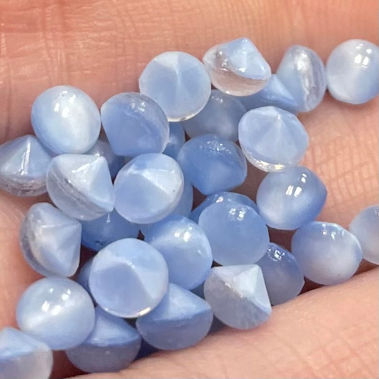 50 Vintage Blue Sapphire German Moonglow Round Glass Stones