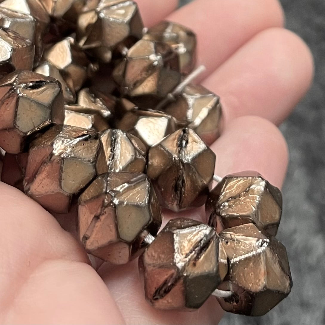 25 Metallic Czech English Cut Glass Beads