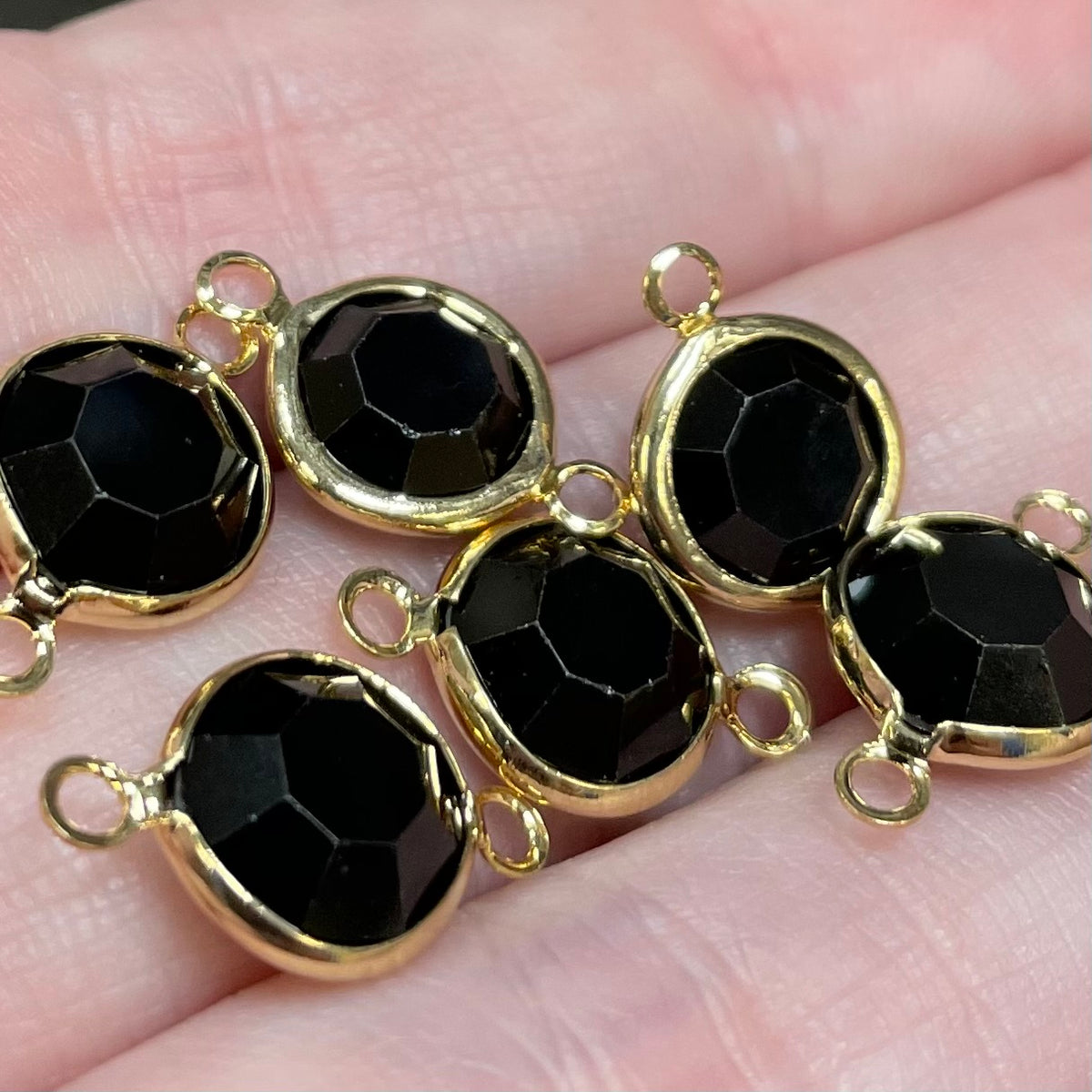 6 Vintage Black Swarovski Chanel Connectors 39ss