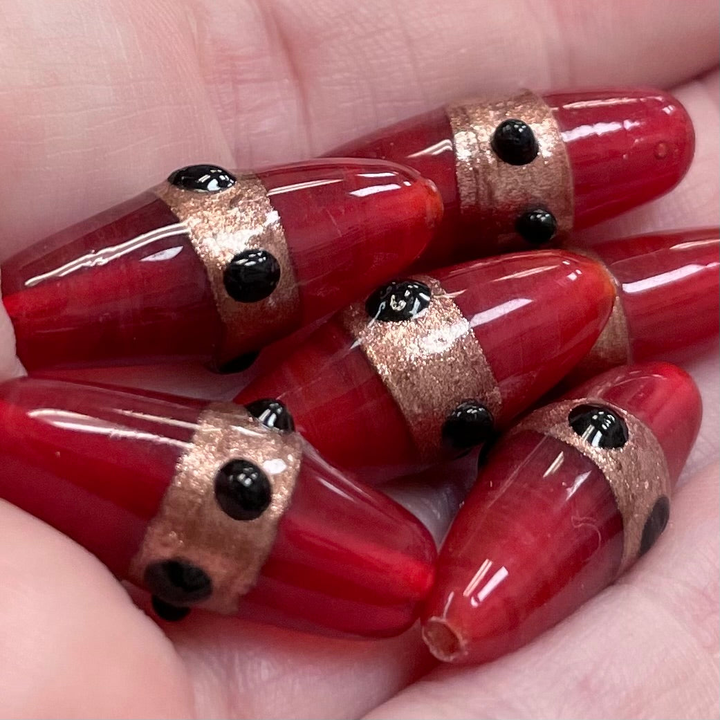 10 Creamy Red Aventurine Rhombus Oval Glass Beads