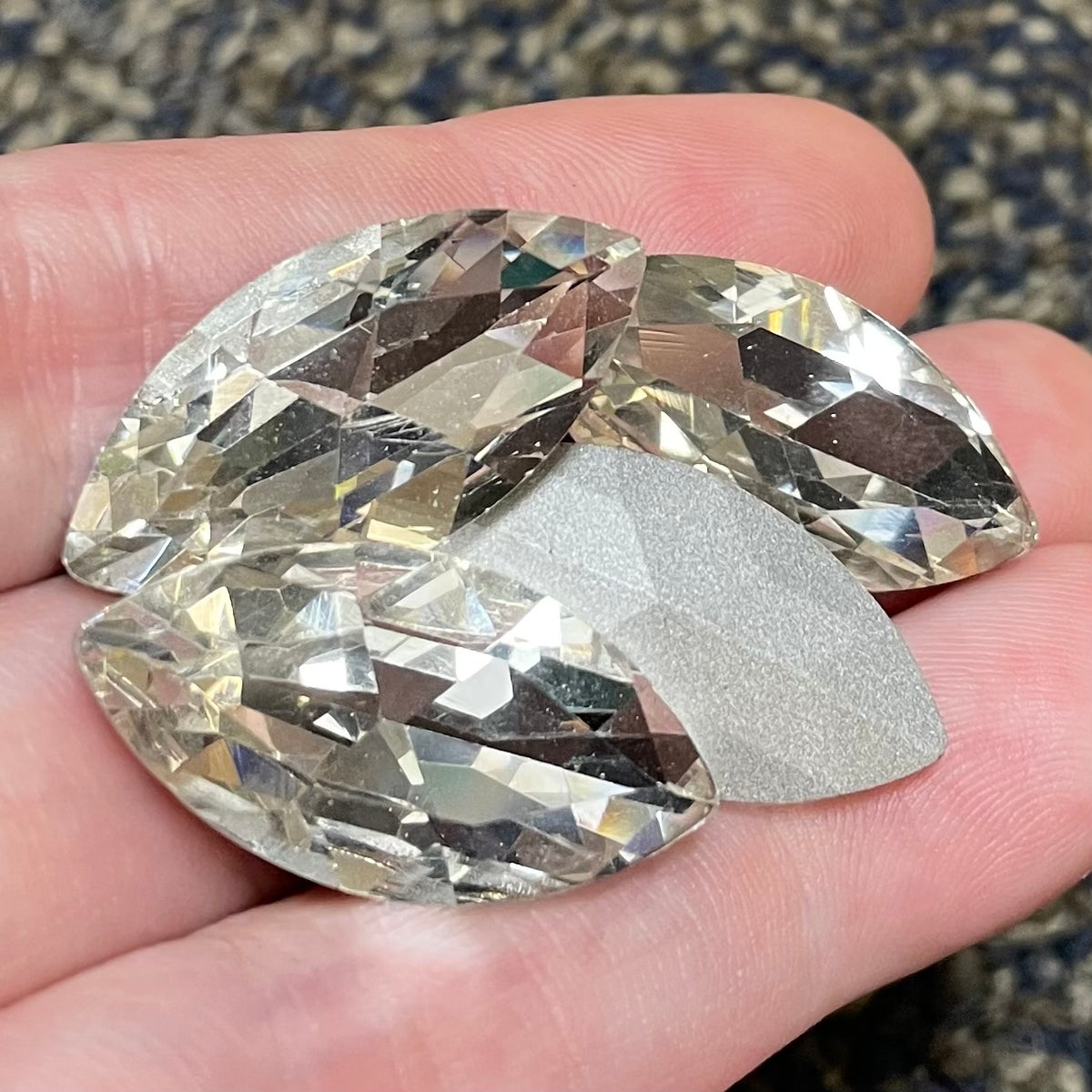 4 Vintage Clear Marquise Glass Stones