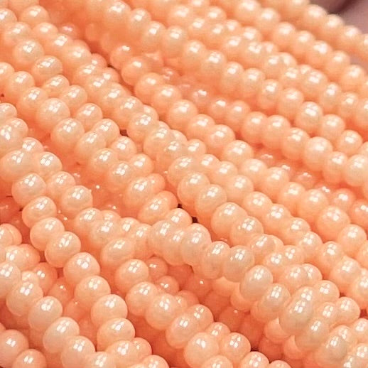 1 Hank Peach Luster Czech Glass Seed Beads