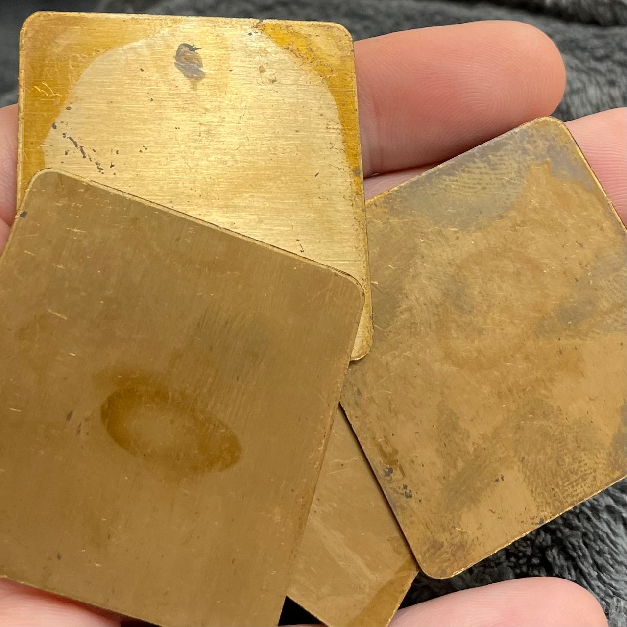 4 Vintage Brass Square Blank Metal Stampings