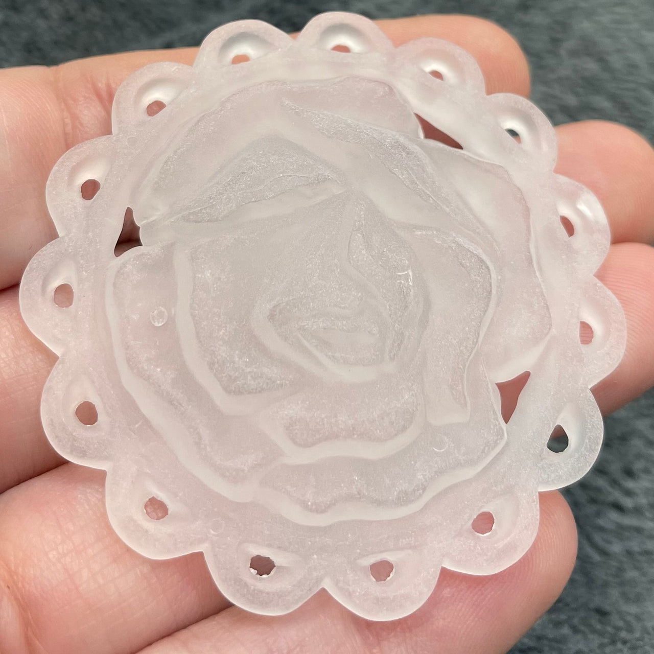 1 Vintage Clear German Matte Rose Lucite Pendant