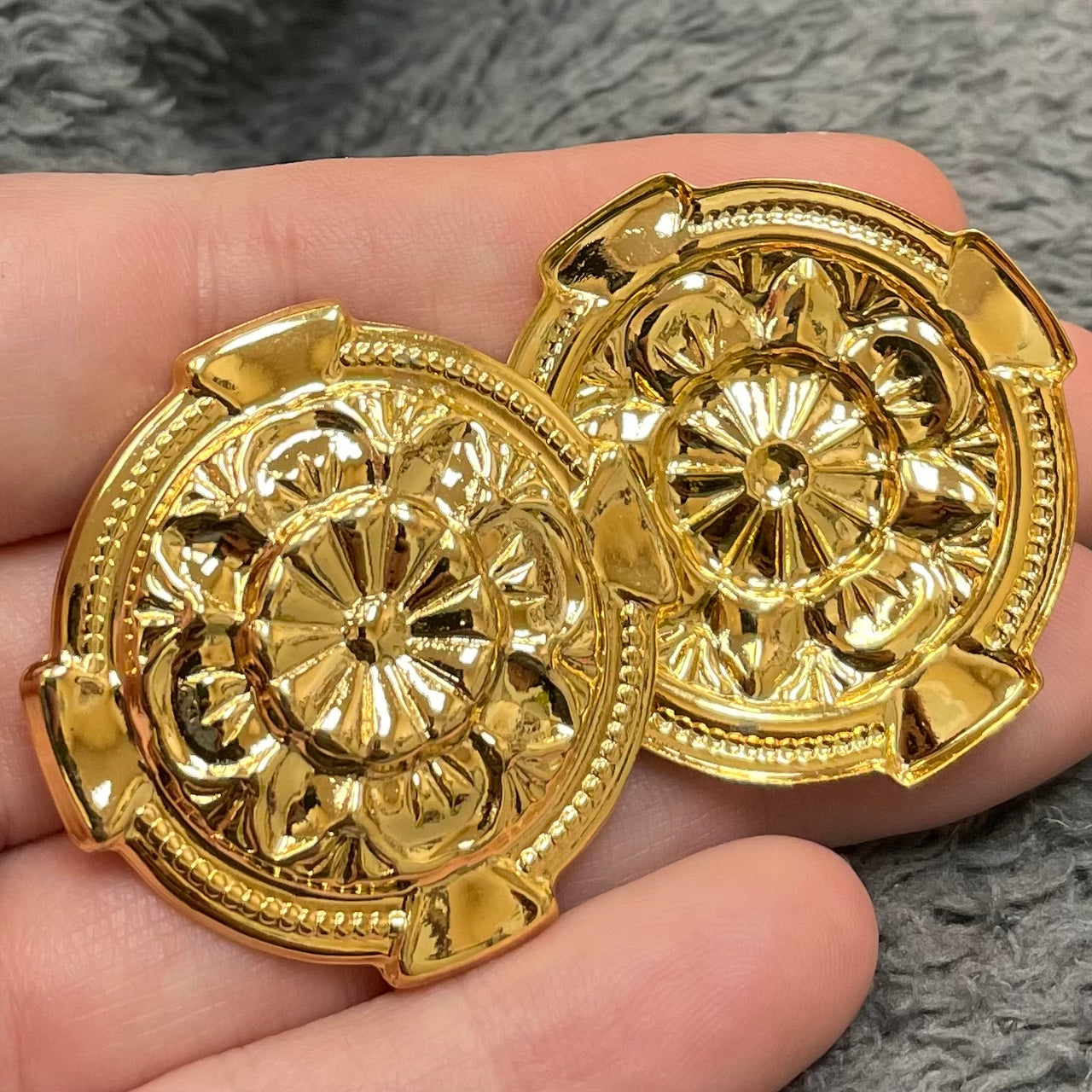 4 Vintage Gold Plated Deco Metal Stampings