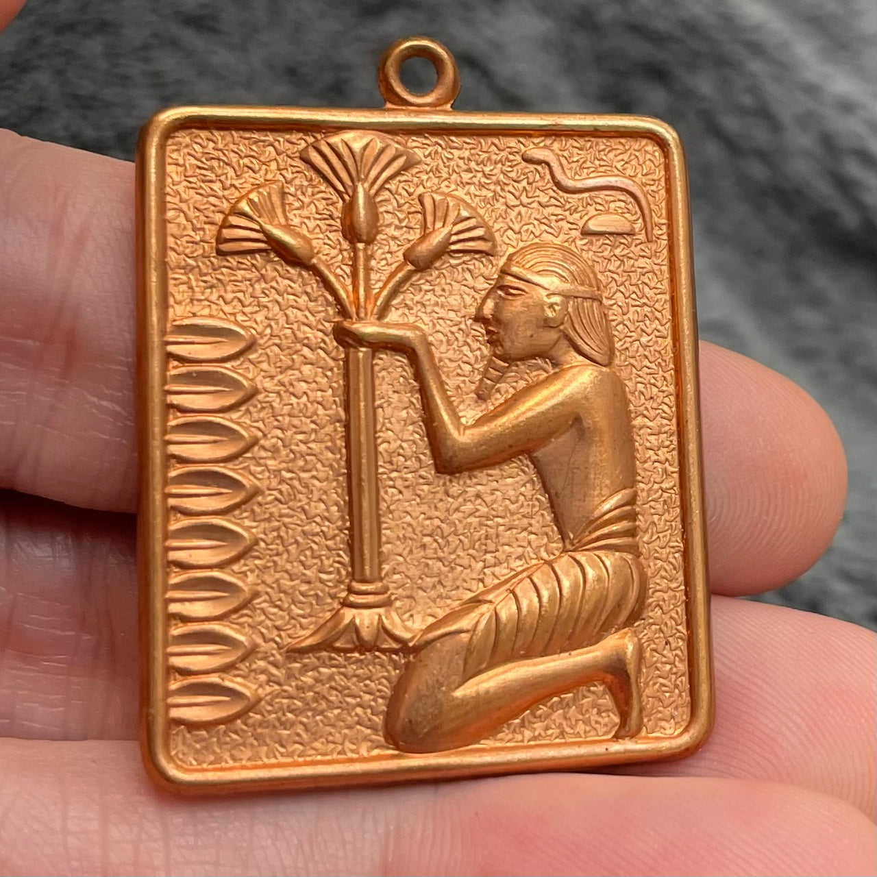 1 Vintage Brass Tombac Egyptian Pendant