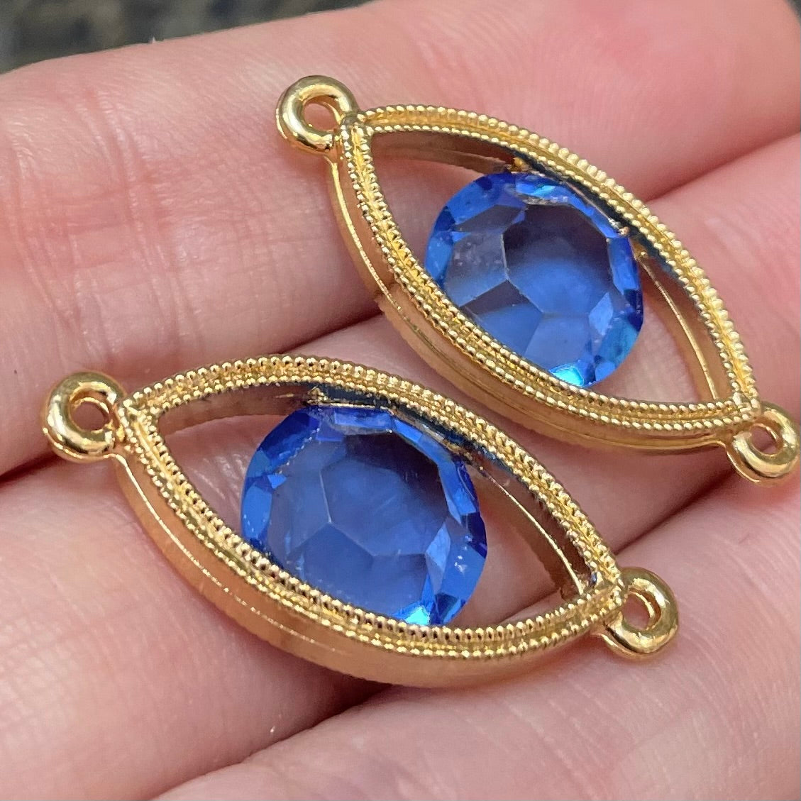 2 RARE Vintage Sapphire Swarovski Channel Connectors