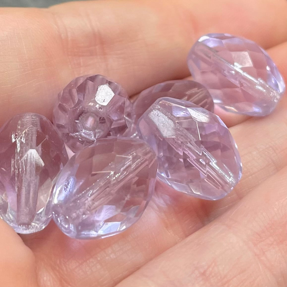 6 Vintage Purple Alexandrite Czech Large Oval Glass Beads #4539