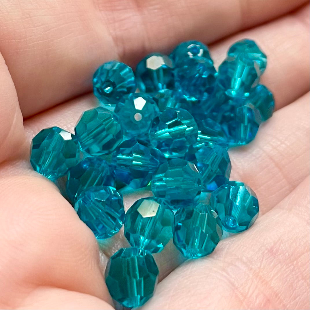 24 Blue Zircon Round Swarovski Crystal Beads