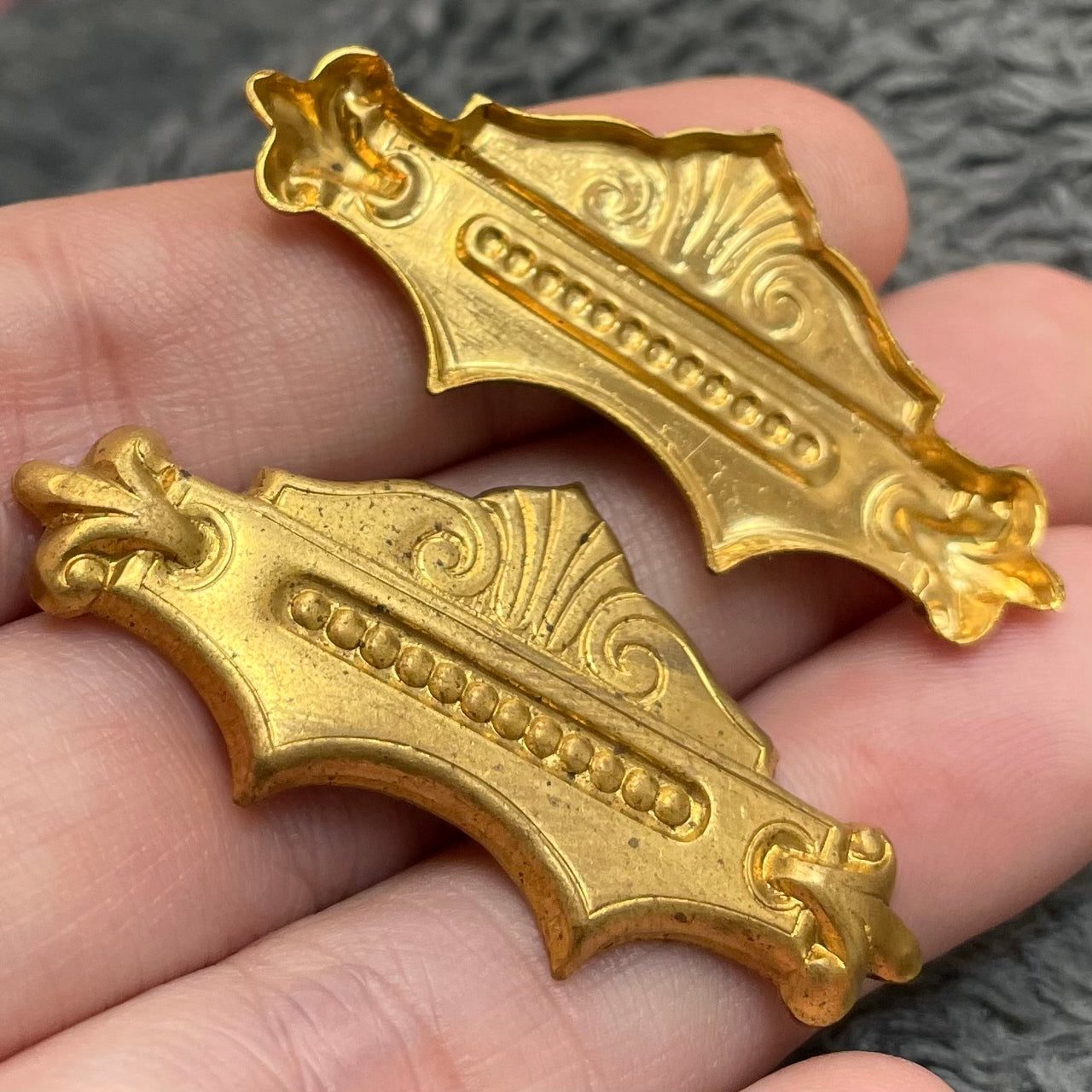 2 Vintage Brass Ornate Art Deco Metal Pieces
