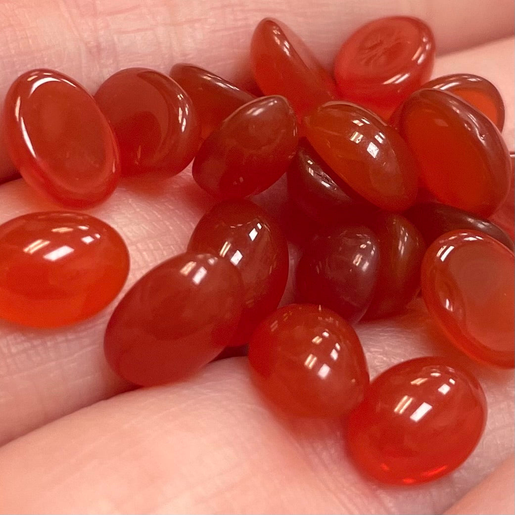 10 Vintage Small Carnelian Oval Cabochons