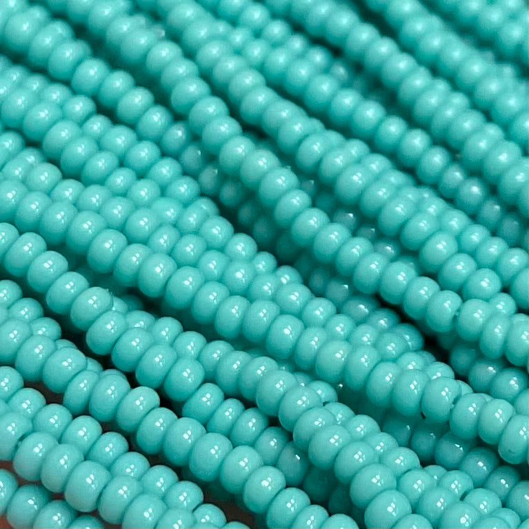 1 Hank Green Turquoise Czech Glass Seed Beads