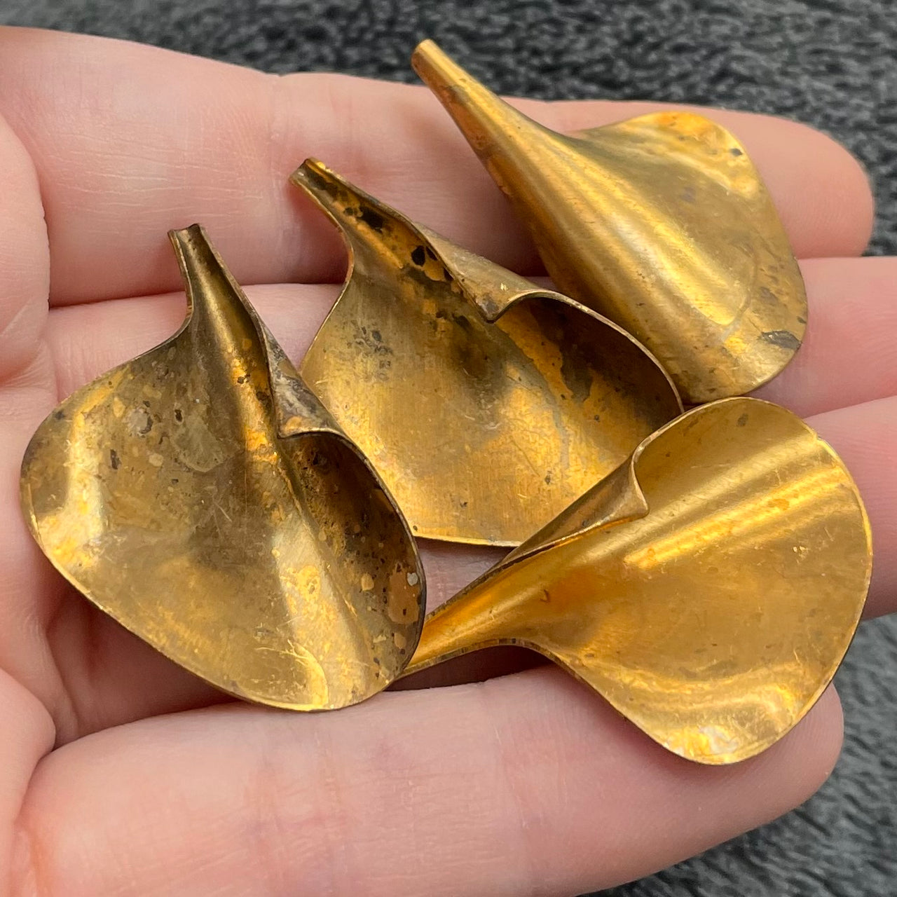 8 Mixed Curved Brass Petal Leaf Metal Stampings