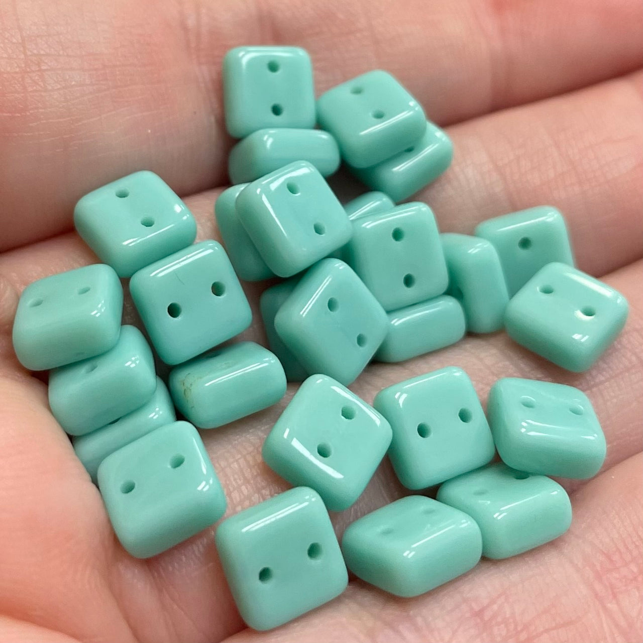 50 Green Teal Light Czech Chexx Glass Beads