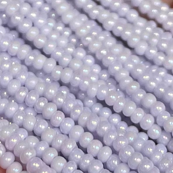 1 Hank Purple Pastel Lavender AB Czech Glass Seed Beads