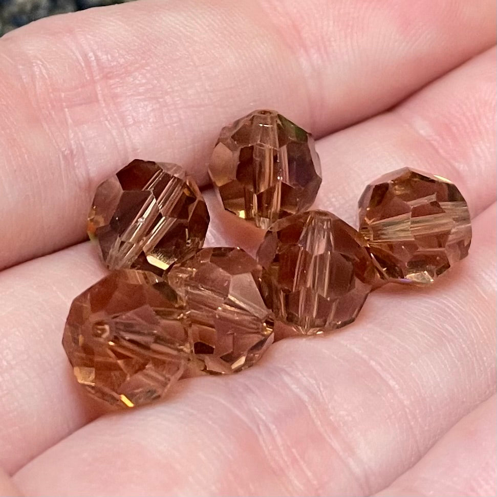 8 Vintage Brown Colorado Topaz Swarovski Round Crystal Beads RARE!!