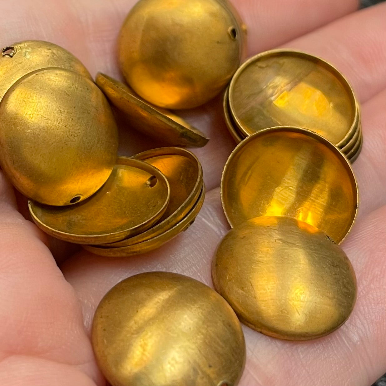 20 Vintage Domed Brass Coin Charms