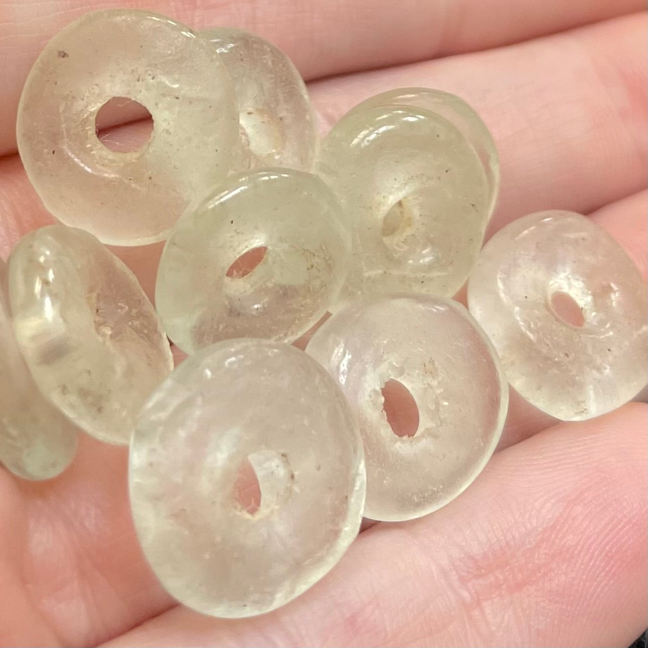 10 Vintage Handmade Old Clear African Glass Beads