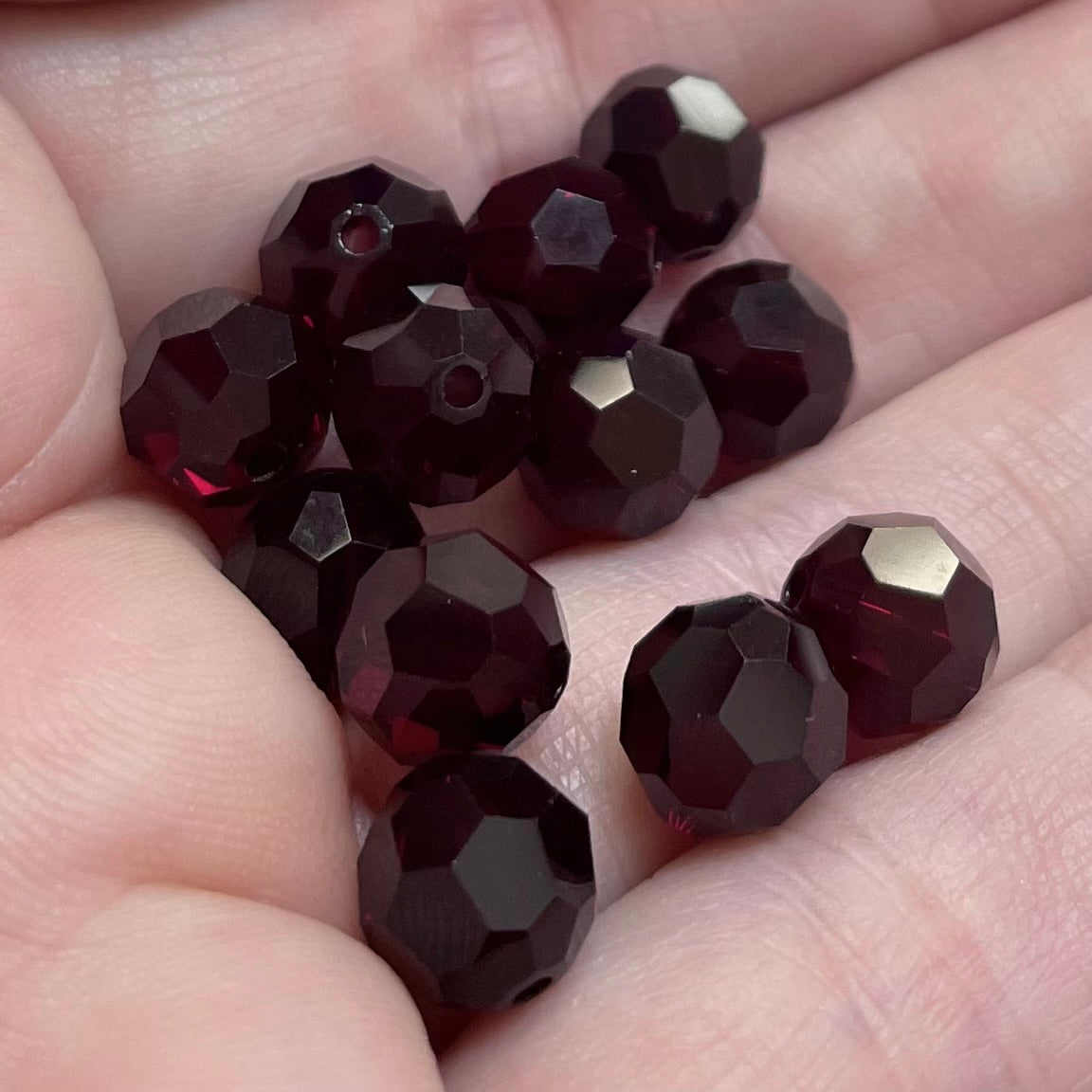 12 Red Garnet Swarovski Round Crystal Beads #5000