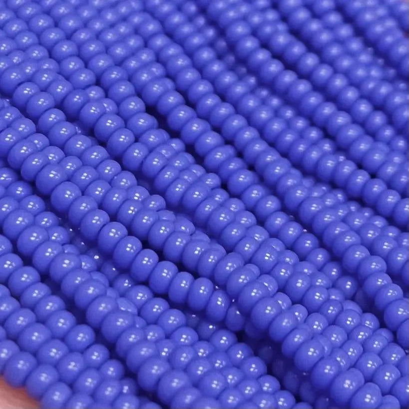 1 Hank Blue Delft Czech Glass Seed Beads