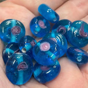 12 Vintage Blue Capri Rose Japan Glass Beads - Beads to Blooms