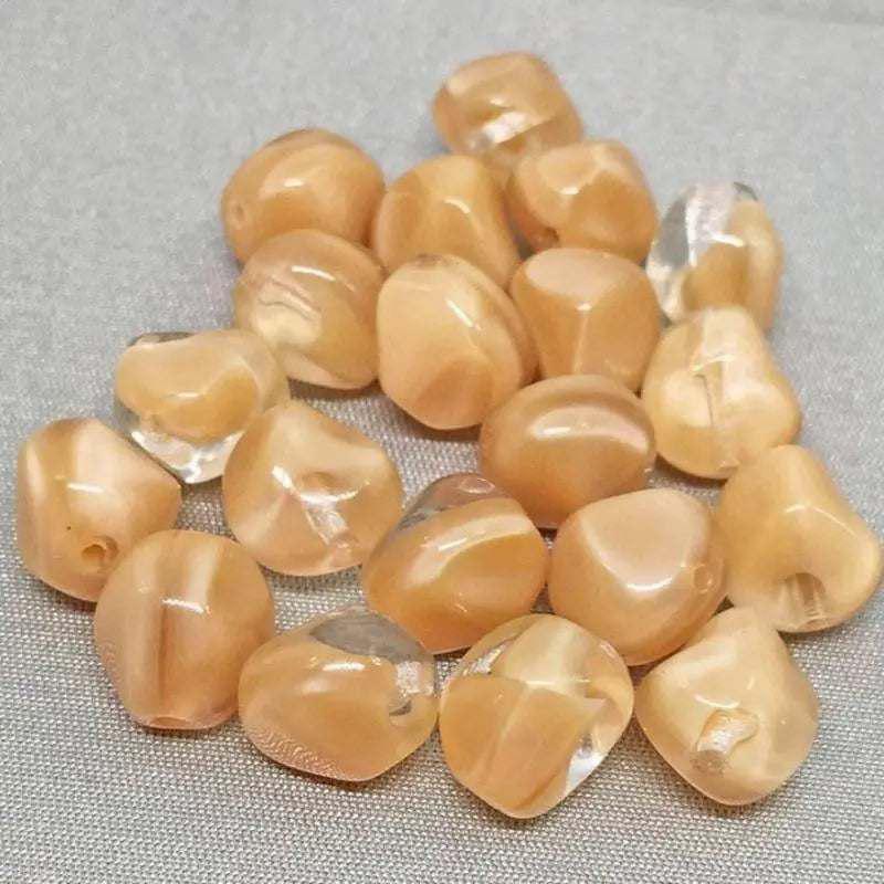 20 Vintage Beige Clear Czech Baroque Glass Beads - Sea Beads