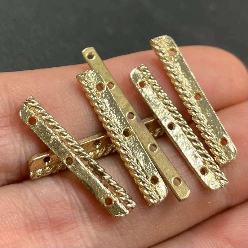 12 Vintage Gold Plated Fancy 3-Strand Metal Spacer Bars - Sea Beads