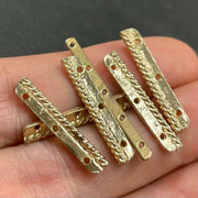 12 Vintage Gold Plated Fancy 3-Strand Metal Spacer Bars - Sea Beads