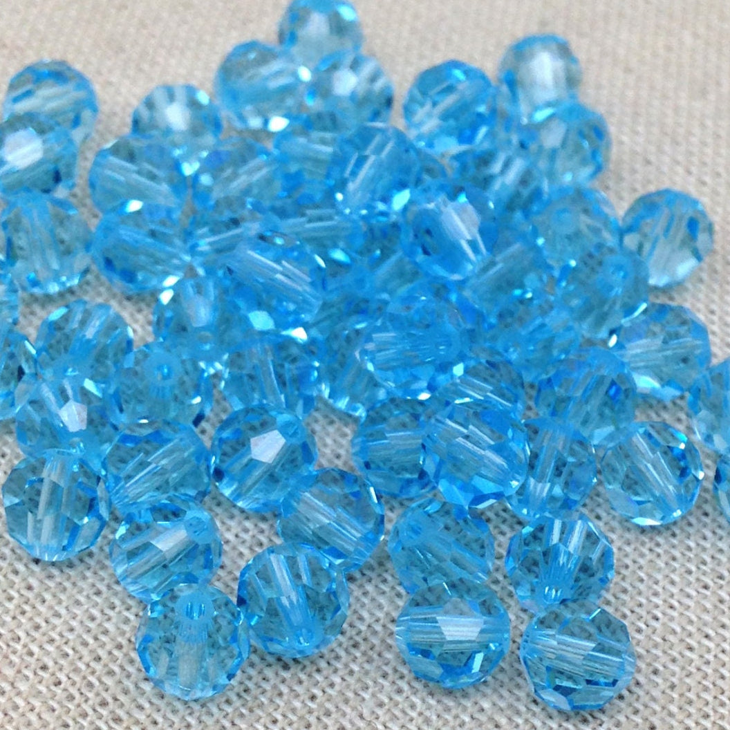 24 Aquamarine Swarovski Round Crystal Beads 5mm