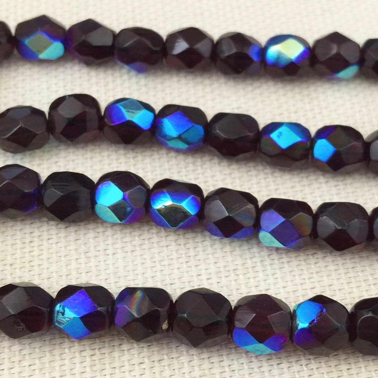 50 Vintage Red Garnet Dark AB Czech Fire Polished Glass Beads