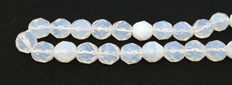 25 White Opalescent Czech Faceted Glass Beads